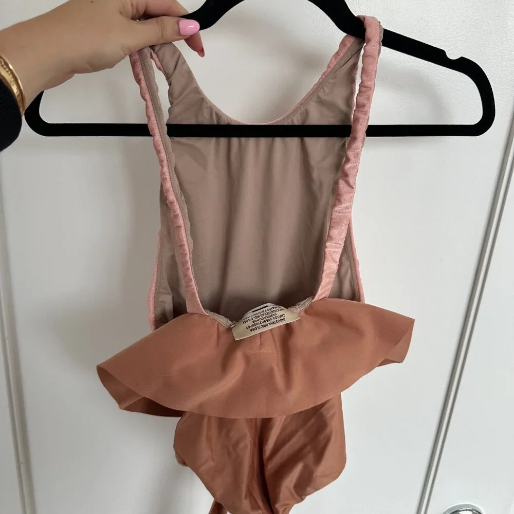 Adriana Degreas Clochard One Piece Swimsuit Bicolor Light Pink Paperbag Waist - Picture 9 of 10